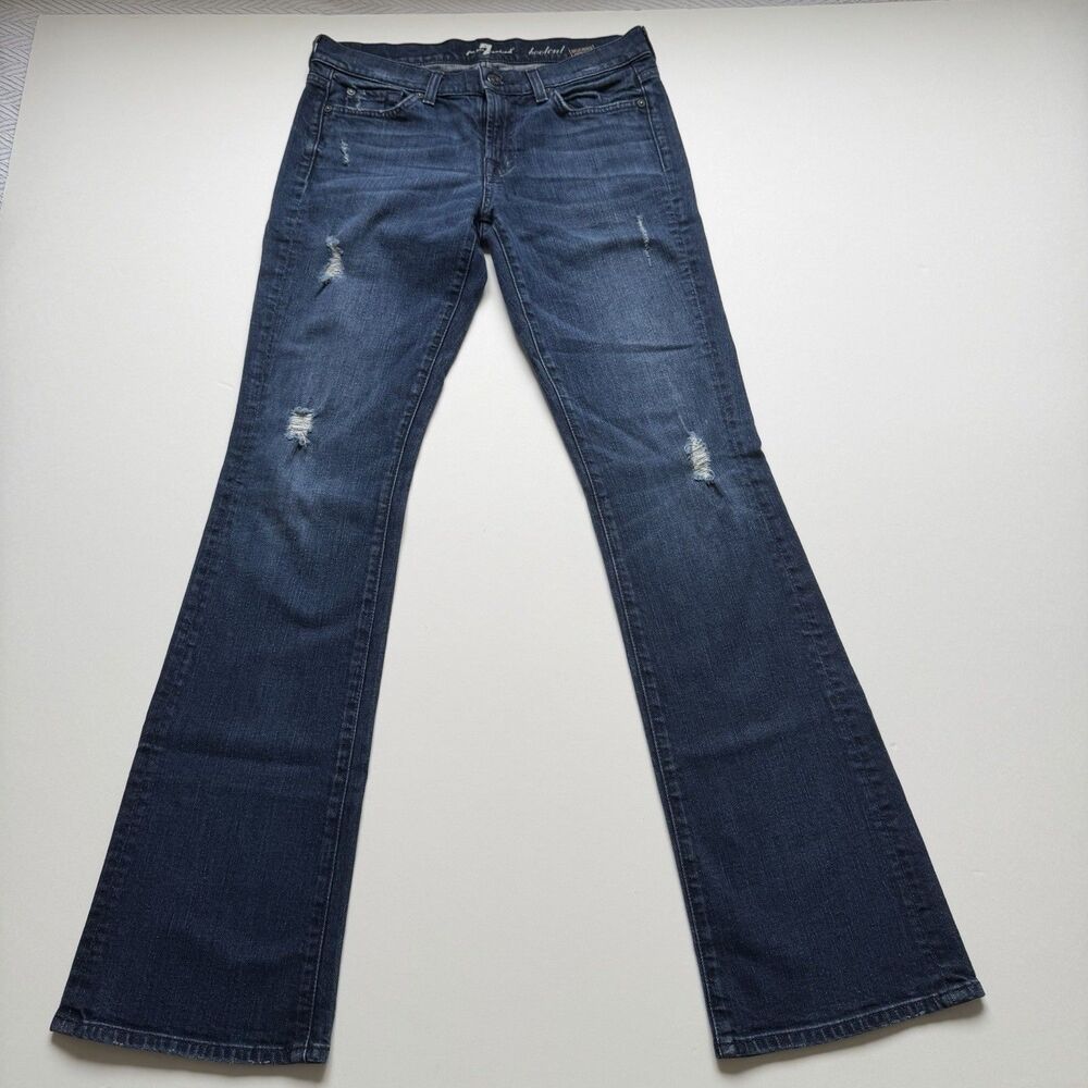 7 For All Mankind Bootcut Jeans Women’s 29 Blue Distressed Stretch Denim (30x33)